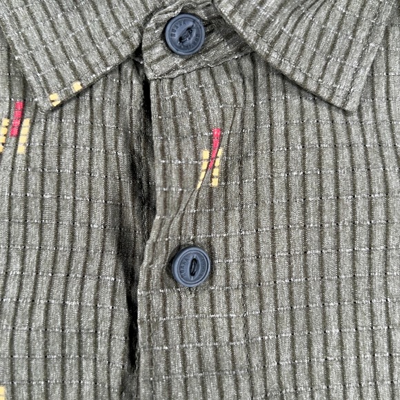 Roark Shirt Mens Medium Green Striped Geometric Short Sleeve Button Up Casual - Picture 7 of 12